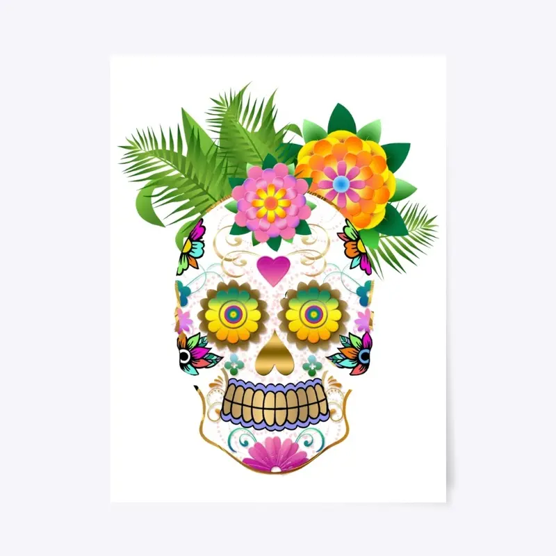 Skull art floral cute