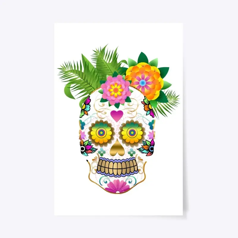 Skull art floral cute