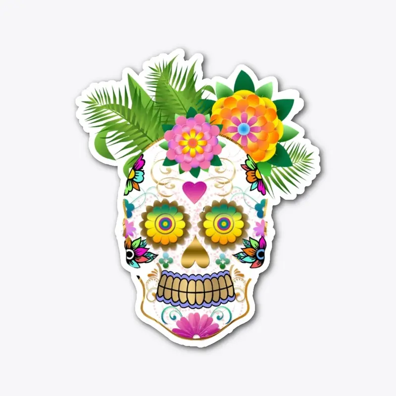 Skull art floral cute