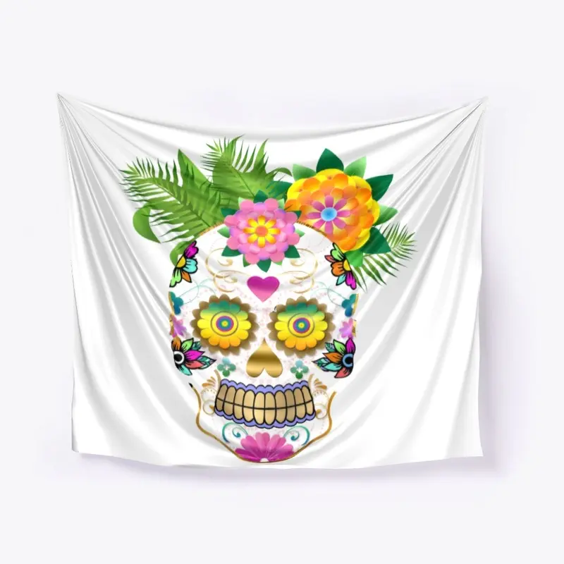 Skull art floral cute