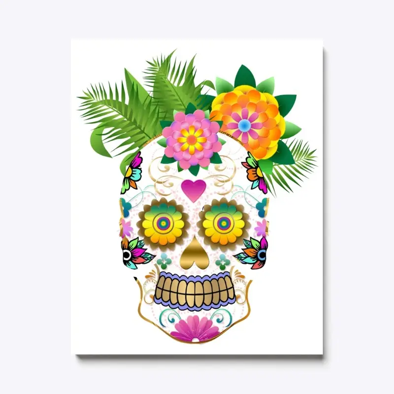 Skull art floral cute